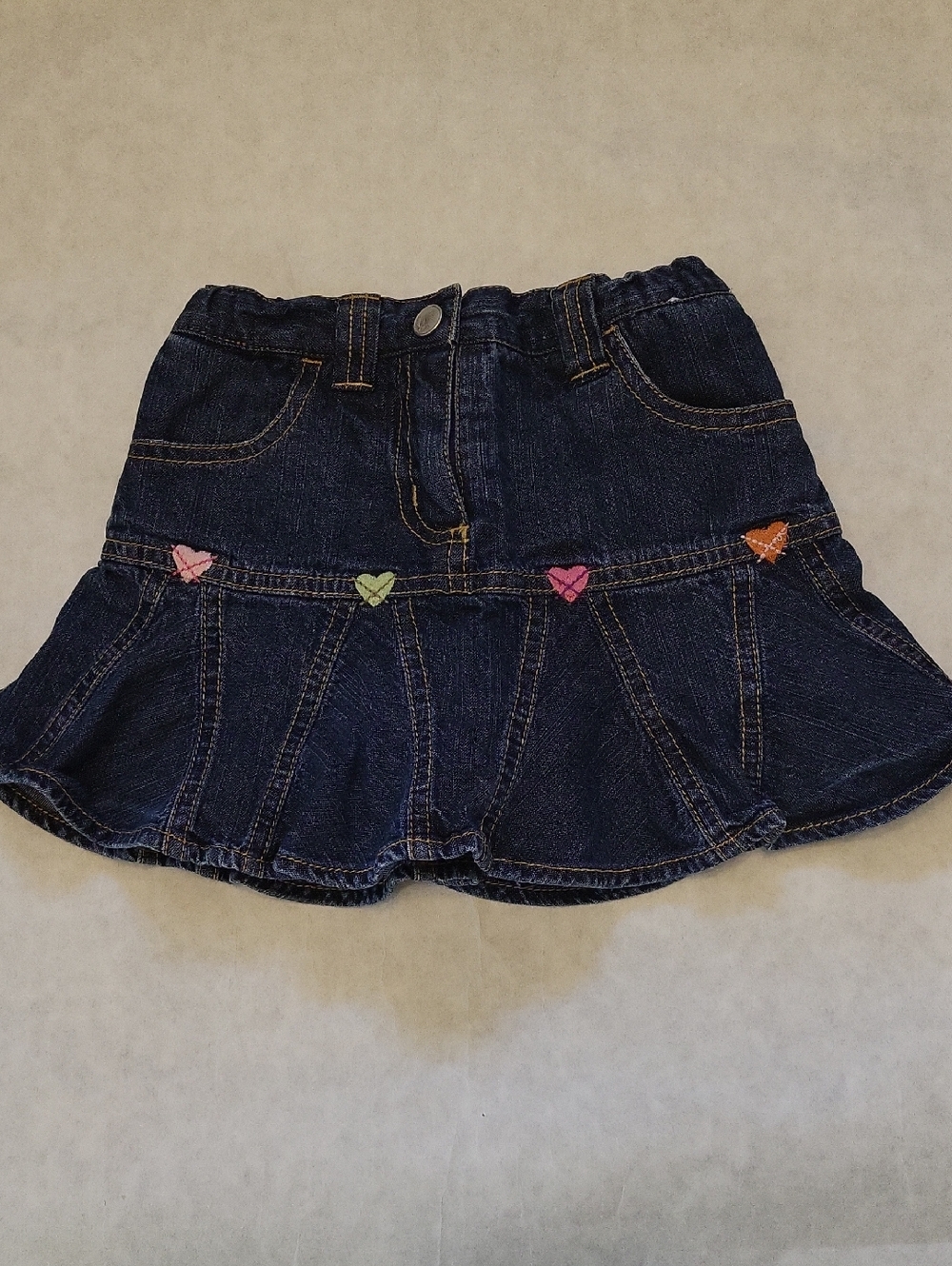 Super Cute Gymboree denim skort with embrodiered hearts